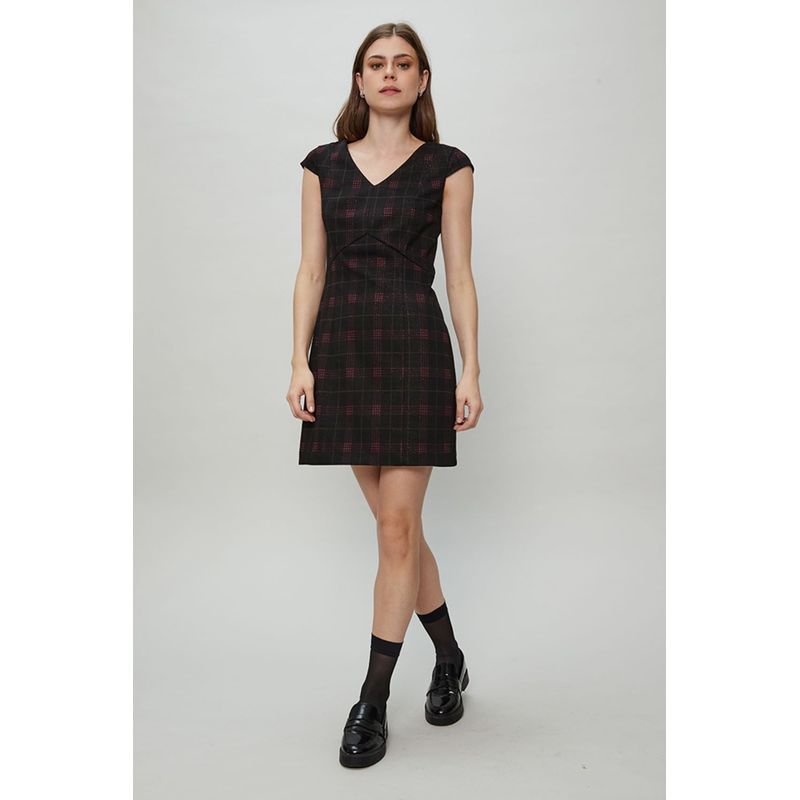 ASH - Vestido Jumper Escoces Con Lurex Negro Ash