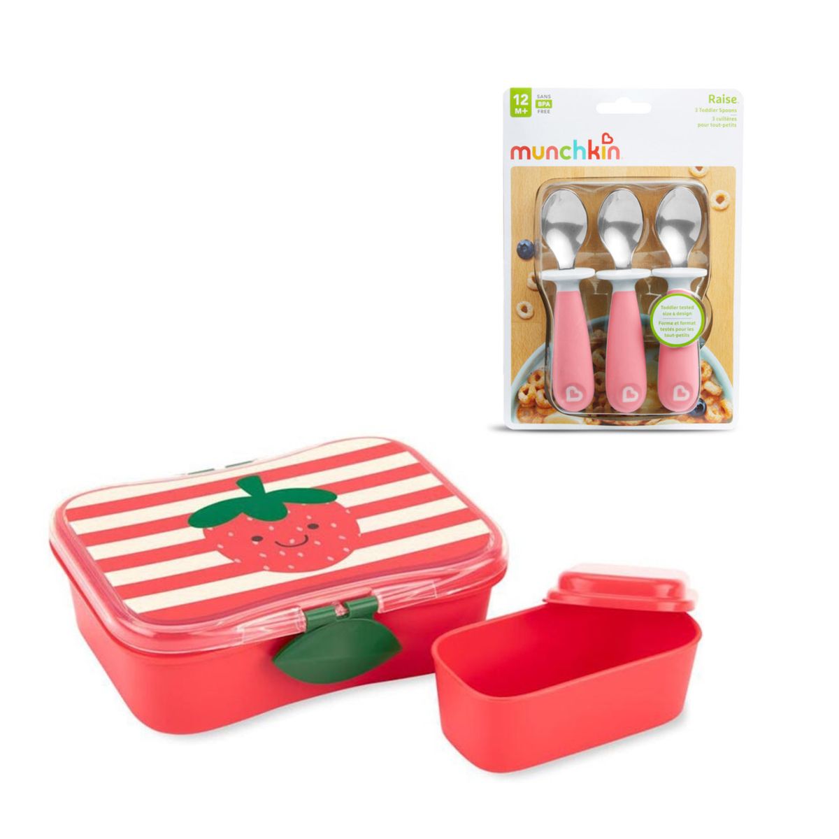 SKIP HOP - Pack Tupper de Alimento Zoo Frutilla + Set 3 cucharas