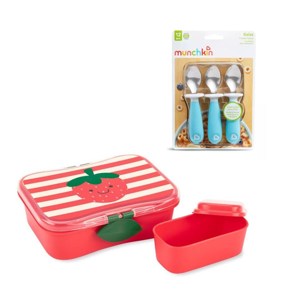SKIP HOP - Pack Tupper de Alimento Zoo Frutilla + Set 3 cucharas