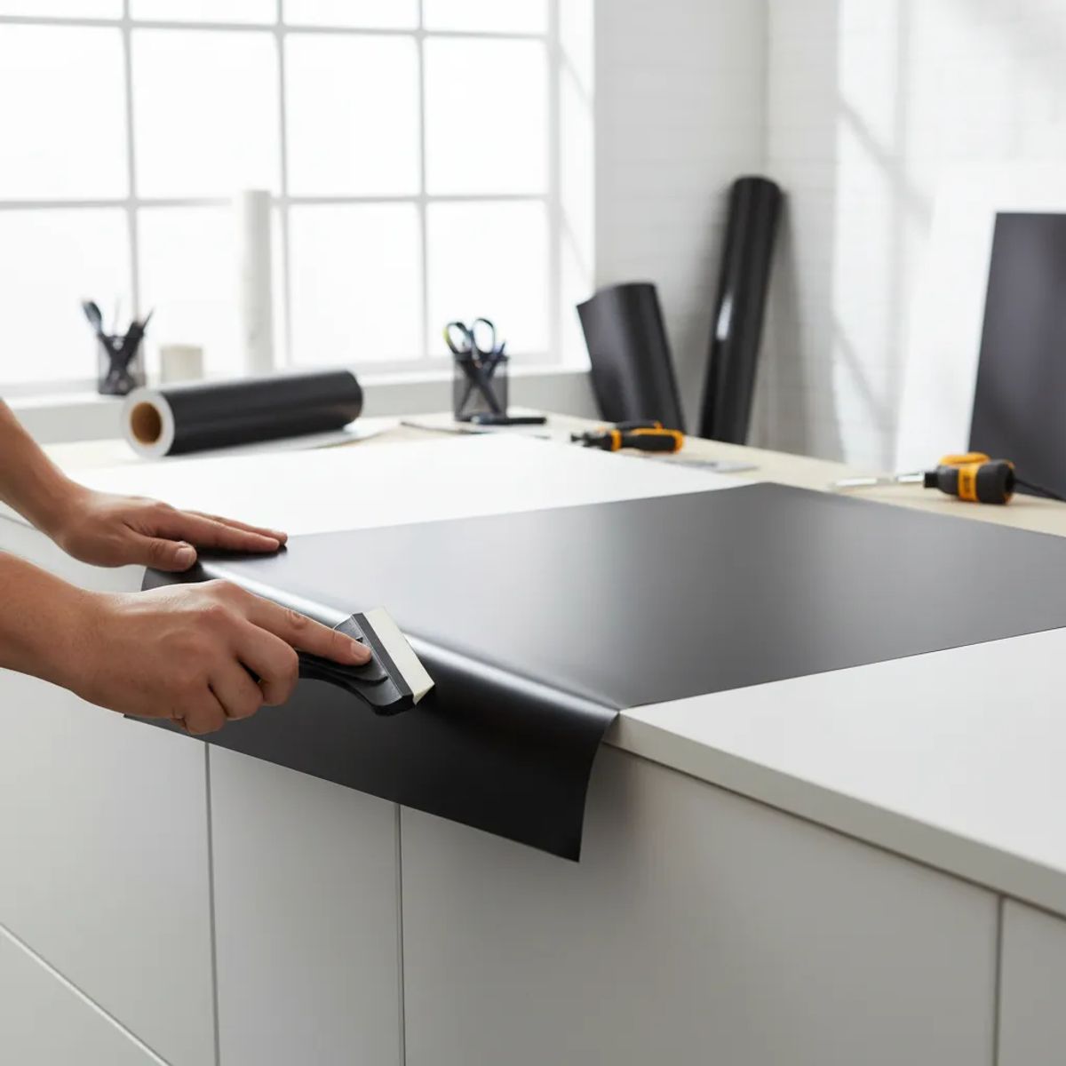 NEON - Vinilo Adhesivo De Corte Decorativo Negro Mate 30 Cms X 5 Mts