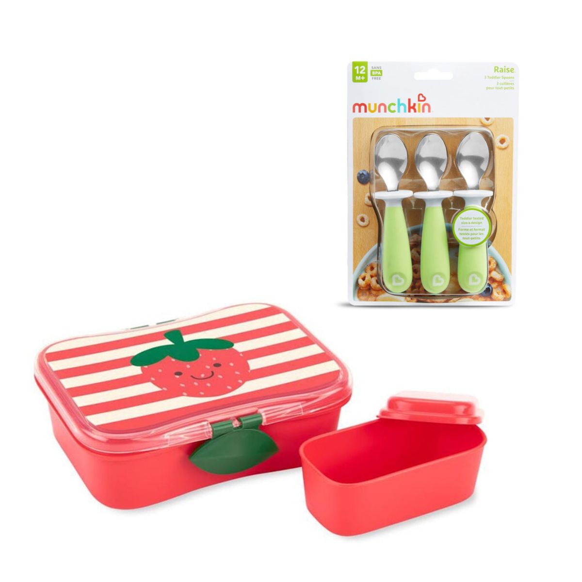 SKIP HOP - Pack Tupper de Alimento Zoo Frutilla + Set 3 cucharas