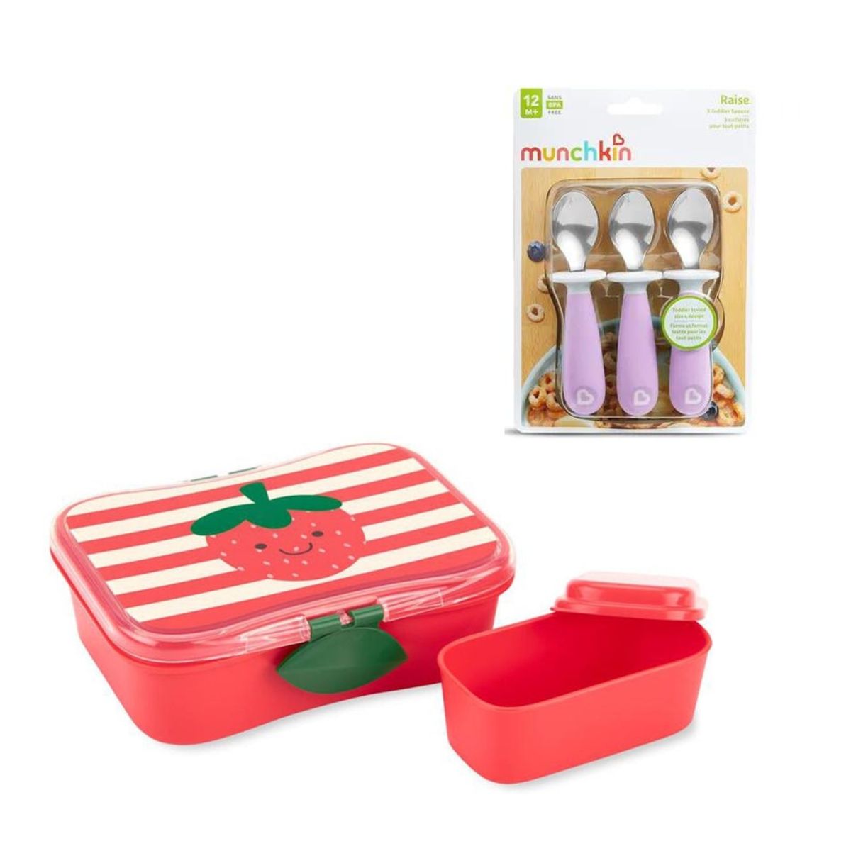 SKIP HOP - Pack Tupper de Alimento Zoo Frutilla + Set 3 cucharas