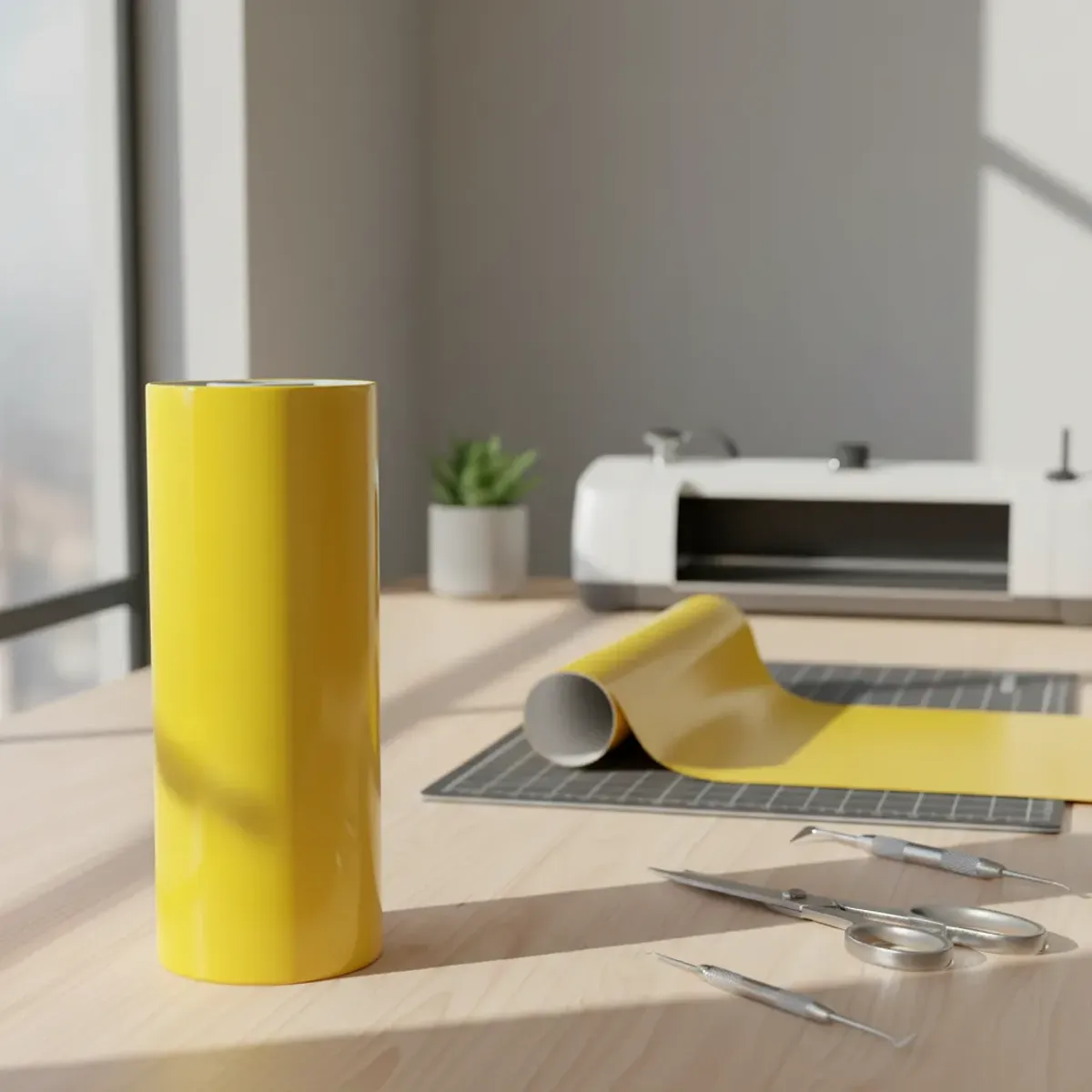 NEON - Vinilo Adhesivo De Corte Decorativo Amarillo Claro 30 Cms X 5 Mts