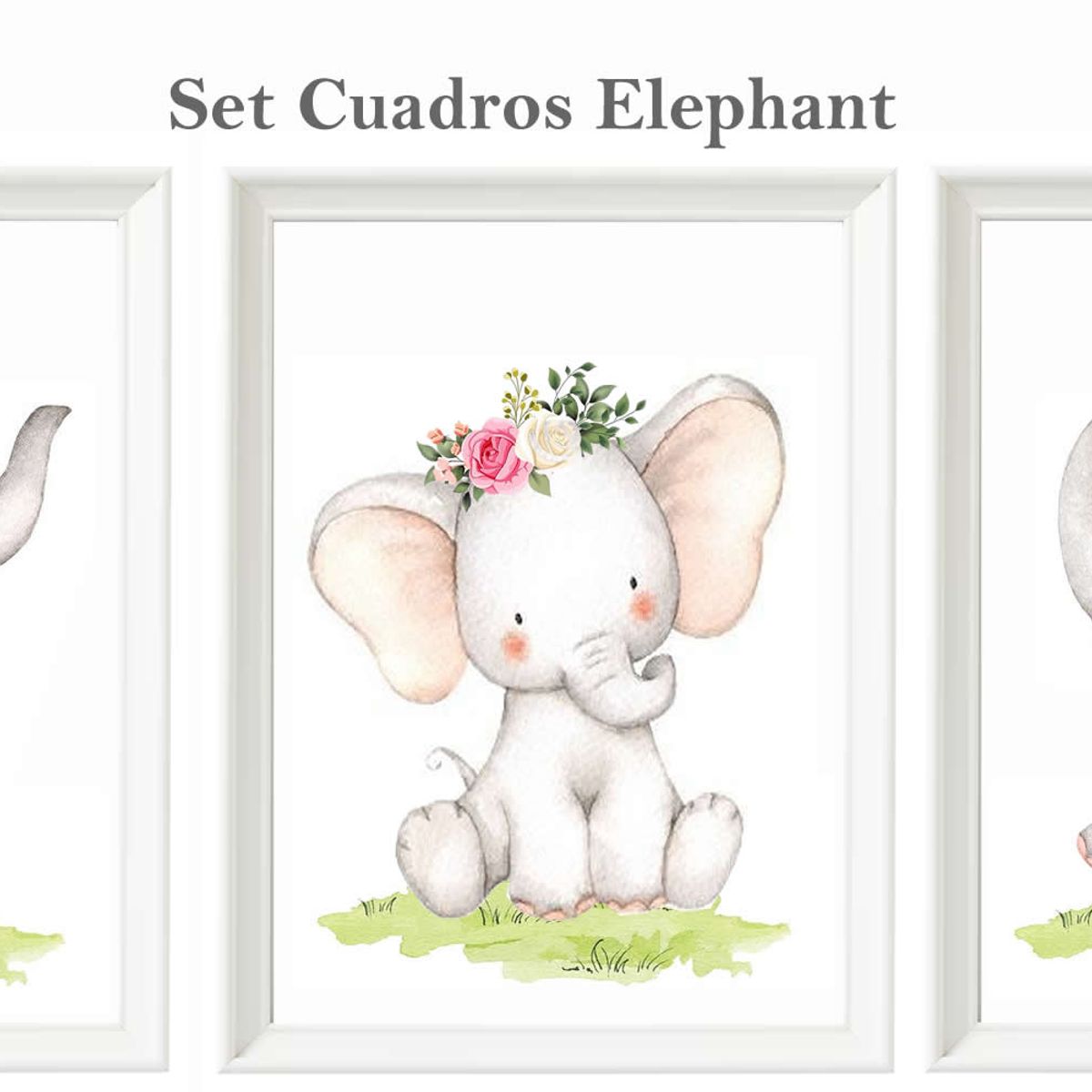 DECORACION CREATIVA - Set Cuadro Infantil niña Elephant