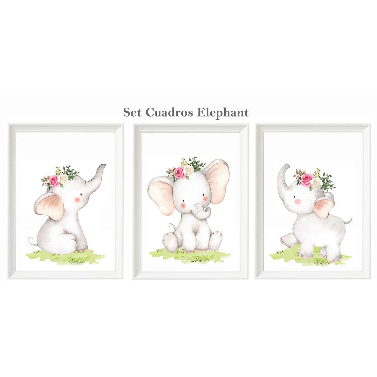 DECORACION CREATIVA - Set Cuadro Infantil niña Elephant