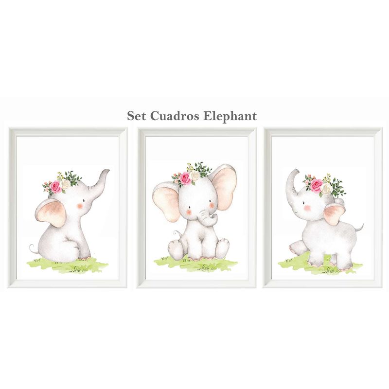 DECORACION CREATIVA - Set Cuadro Infantil niña Elephant