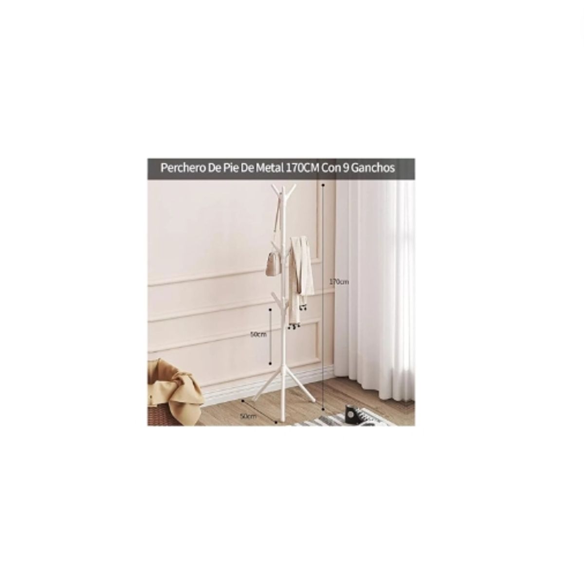 GENERICO - Perchero De Piso Estante Organizador Ropa Metálico 3 Niveles