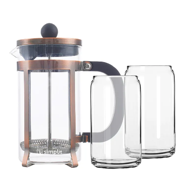 Pack Cafetera Francesa 600 ml + Set 2 Vasos 550 ml