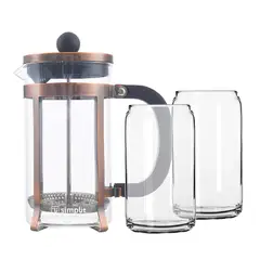SIMPLIT - Pack Cafetera Francesa 600 ml + Set 2 Vasos 550 ml