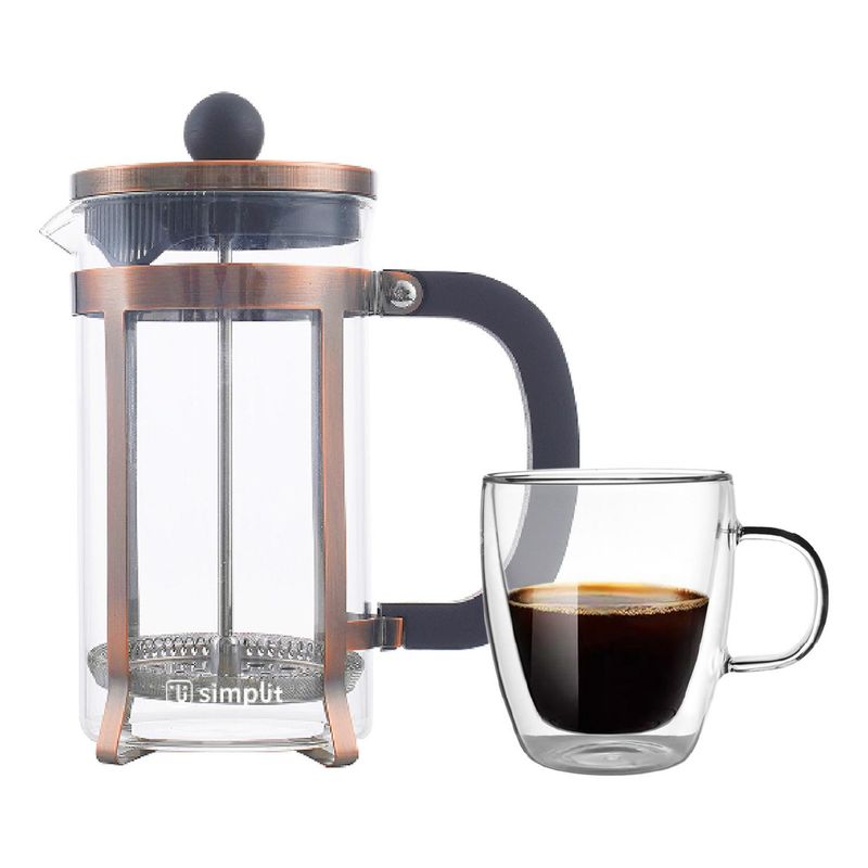 SIMPLIT - Pack Cafetera Francesa 600 ml + Taza Vidrio 350ml Simplit