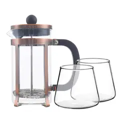 SIMPLIT - Pack Cafetera Francesa 600 ml + Set 2 Vasos 320 ml