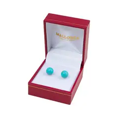 MALLORCA - Aros De Perla De De 8 Mm Vastago Plata - Turquesa