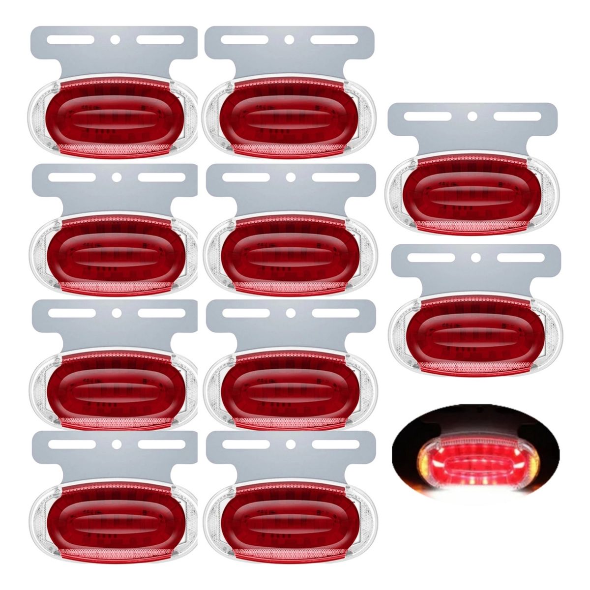 GENERICO - X10 Luz Led Lateral Luz Trocha Posición Trasera 24v ROJO