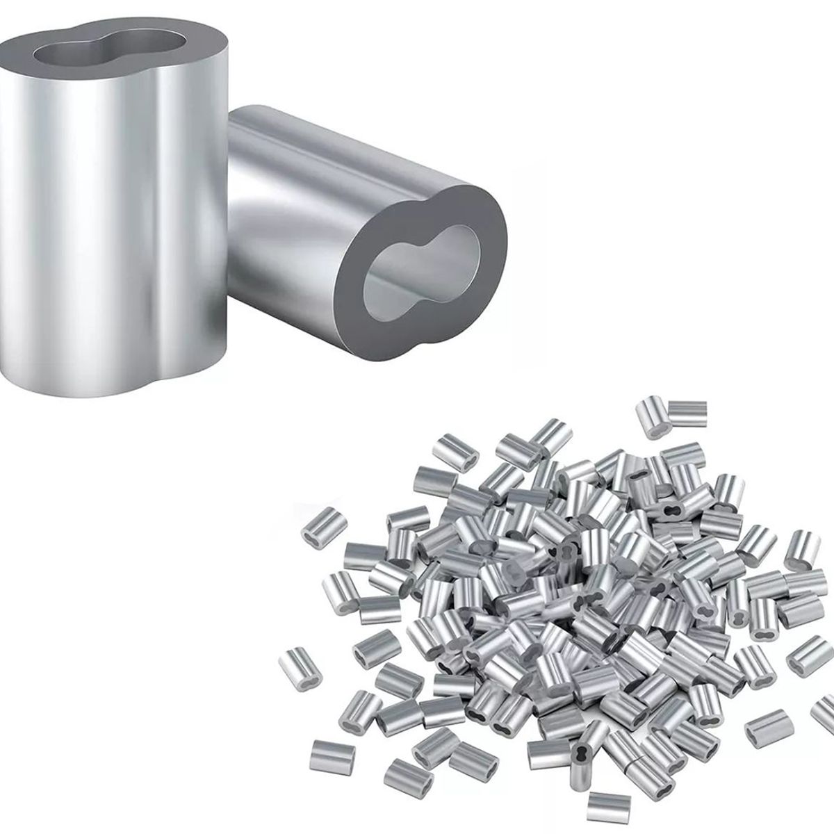 KUANGYE - Casquillo Aluminio Piolas Acero De 1/8 (3mm) 100 Unidades