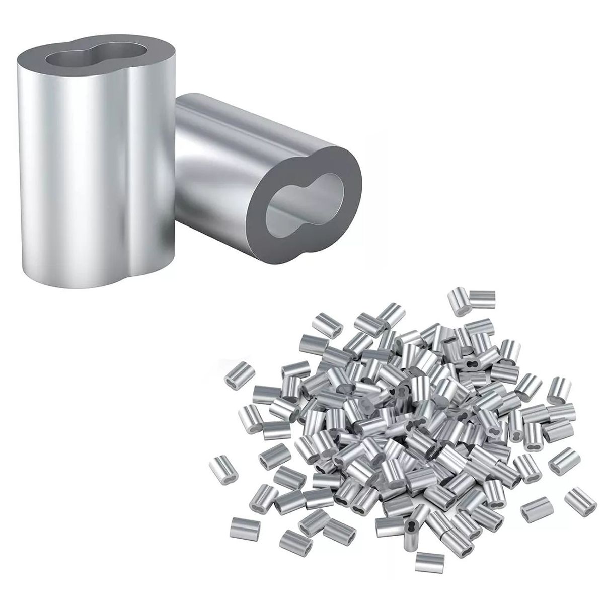 KUANGYE - Casquillo Aluminio Piolas Acero De 1/8 (3mm) 100 Unidades