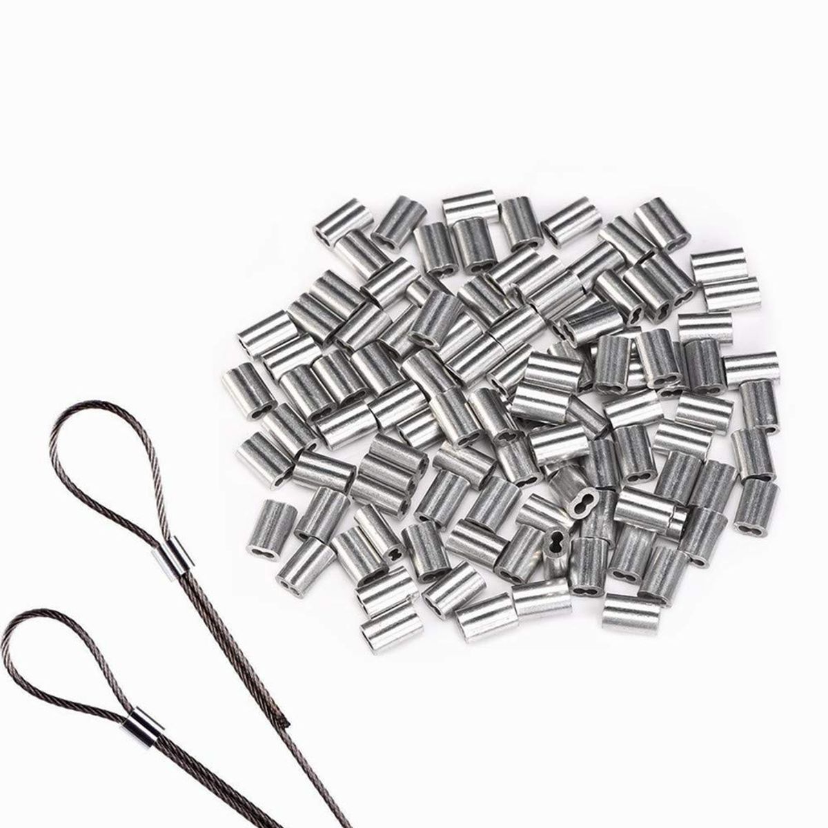 KUANGYE - Casquillo Aluminio Piolas Acero De 1/8 (3mm) 100 Unidades