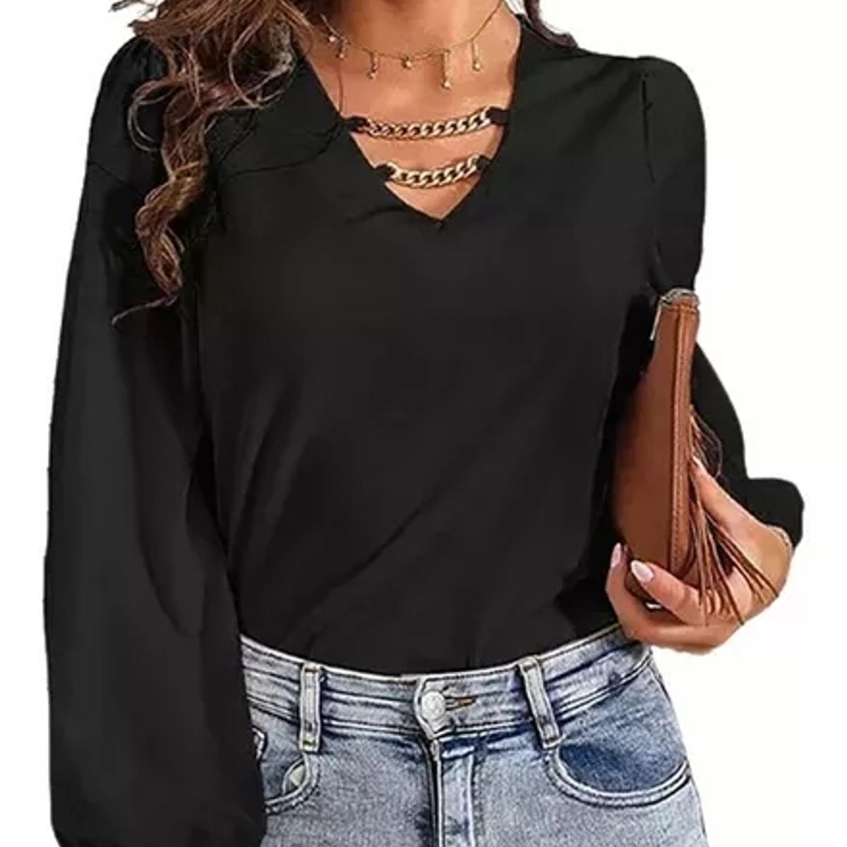 GENERICO - Blusa Para Dama De Moda Casual Camisa Sexy Con Cuello En V