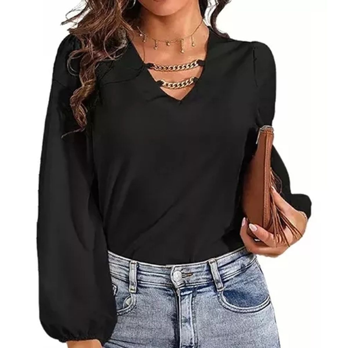 GENERICO - Blusa Para Dama De Moda Casual Camisa Sexy Con Cuello En V