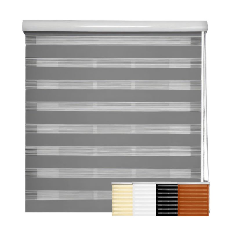 OKAERI - Cortina Roller Duo Zebra Día Y Noche 120 X 200 Cm Okaeri - Gris