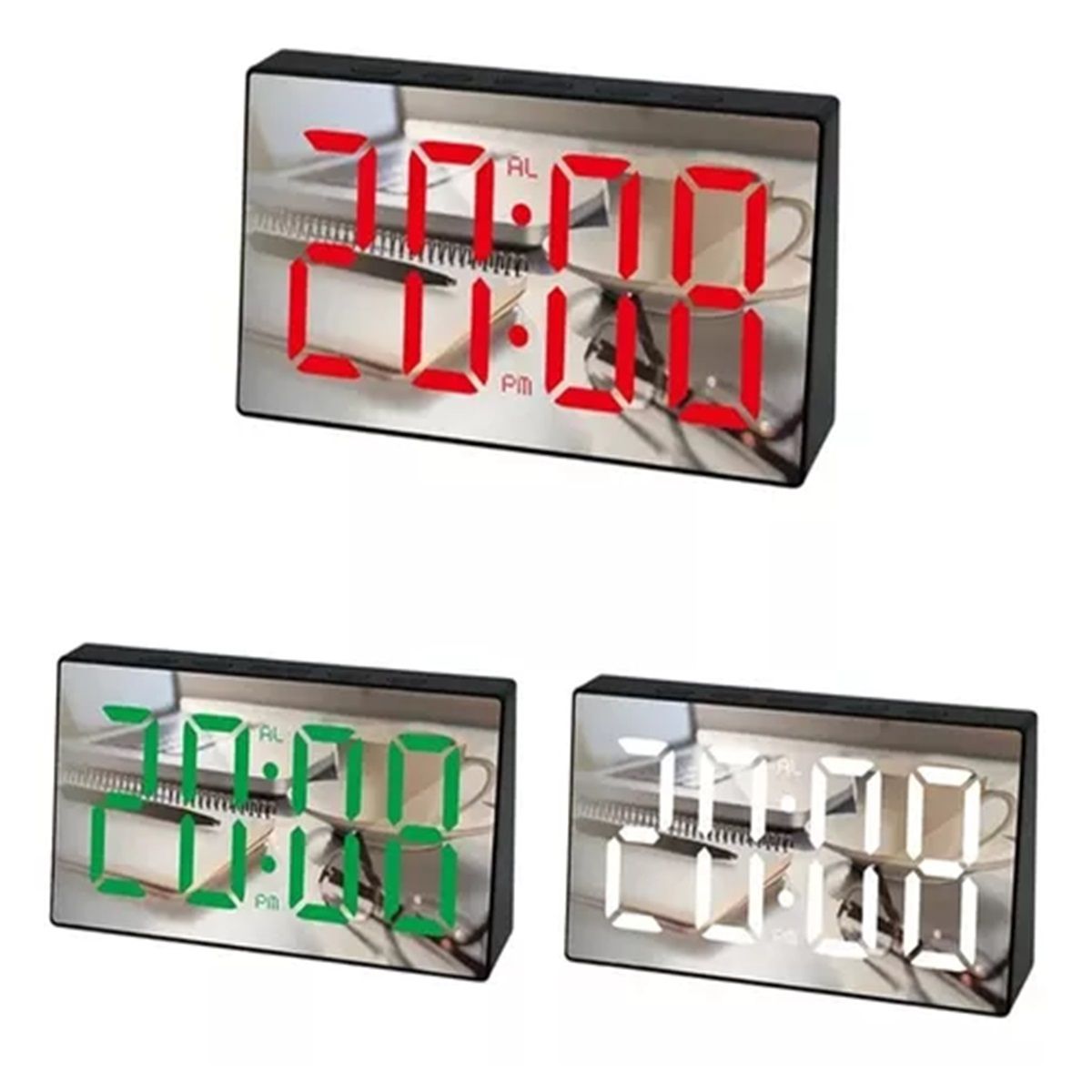 GENERICO - Reloj Despertador Digital Led De Escritorio Diseño Espejo