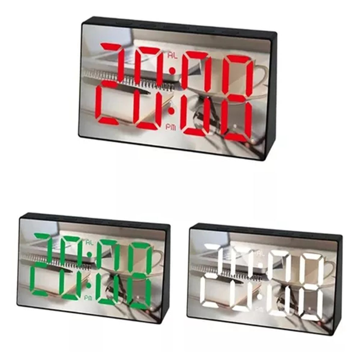 GENERICO - Reloj Despertador Digital Led De Escritorio Diseño Espejo