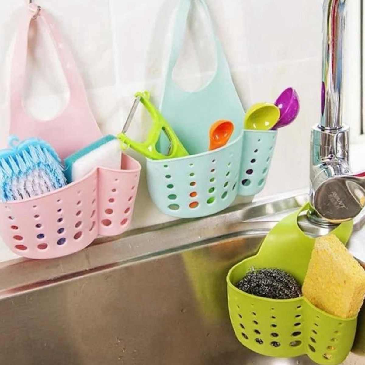 GENERICO - Organizador Lavaplatos Porta Esponjas Para Cocina Lavalozas Celeste