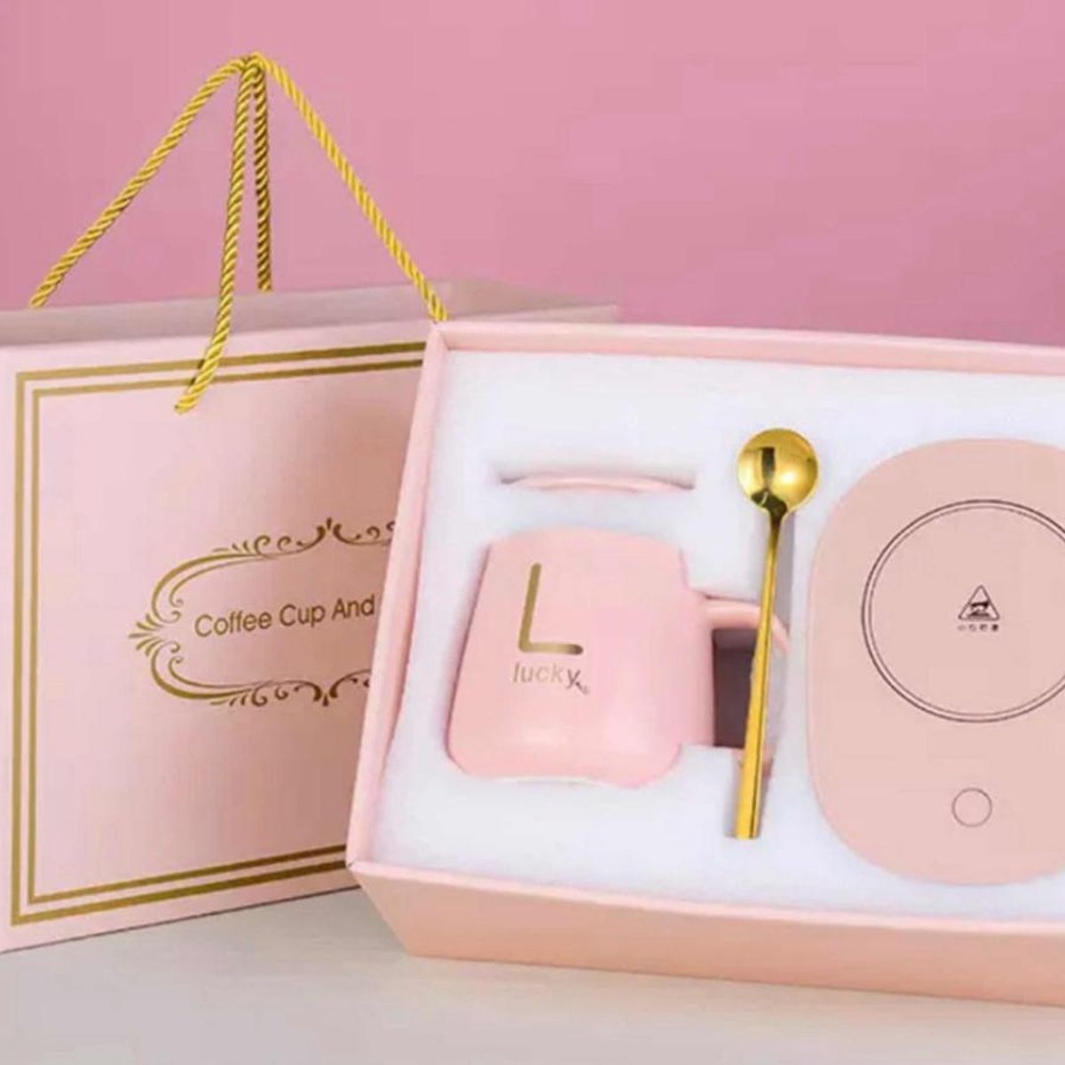 GENERICO - Taza Calentador Electrico Taza De Café Set De Taza Té Tazon Rosa