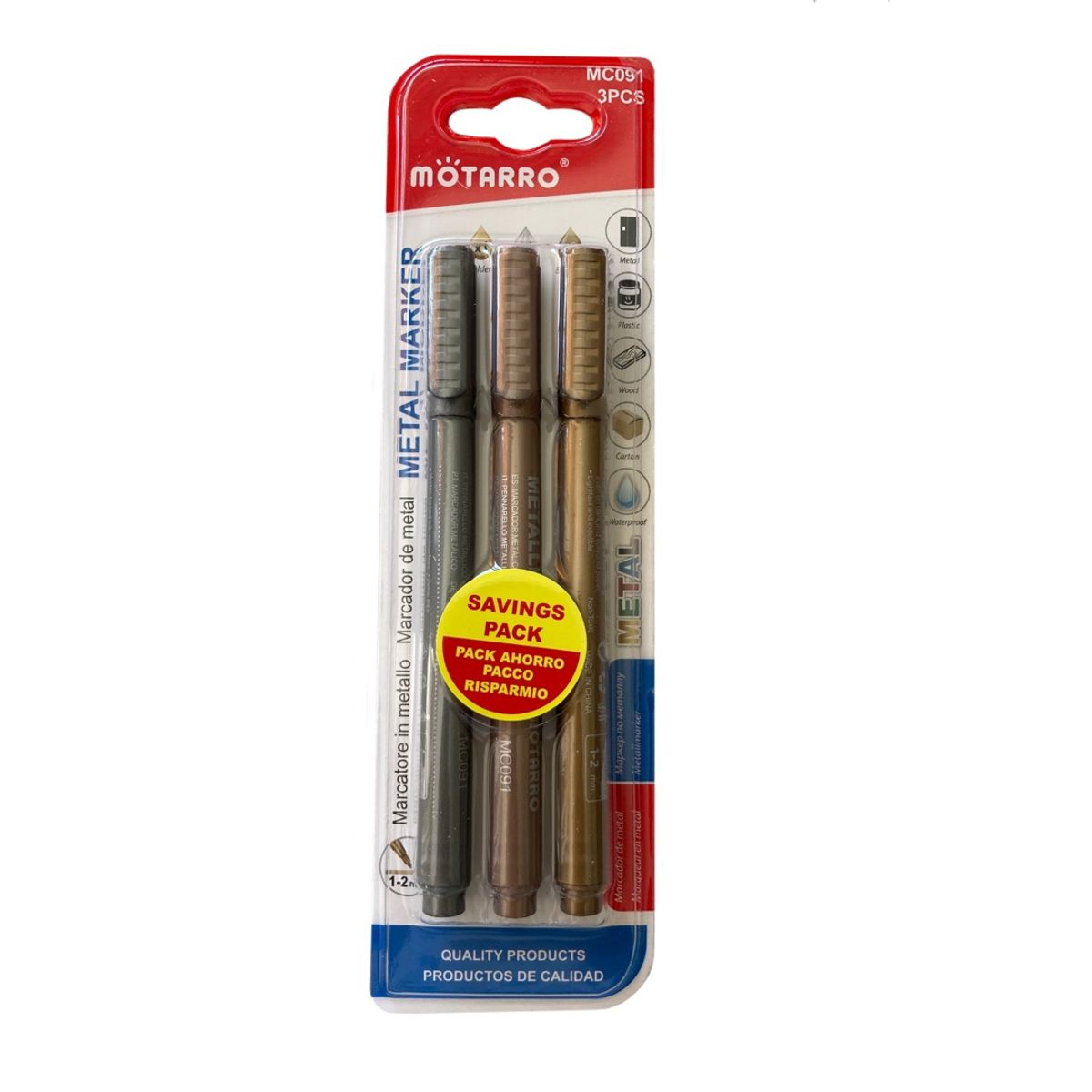 MOTARRO - Lápices Marcadores colores metálicos 3u