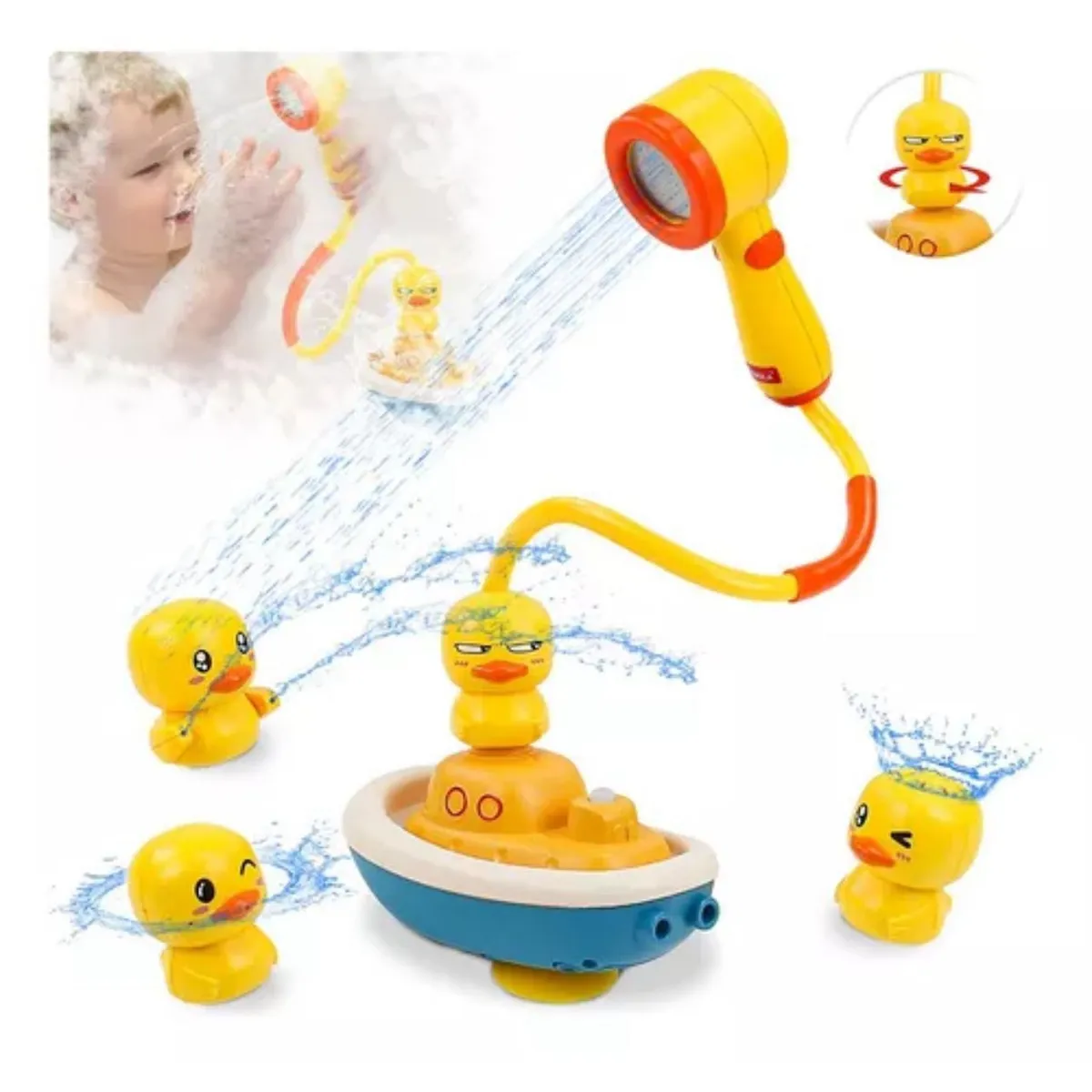 GENERICO - Bañera Eléctrica Con Rociador De Agua Para Bebés Patitos