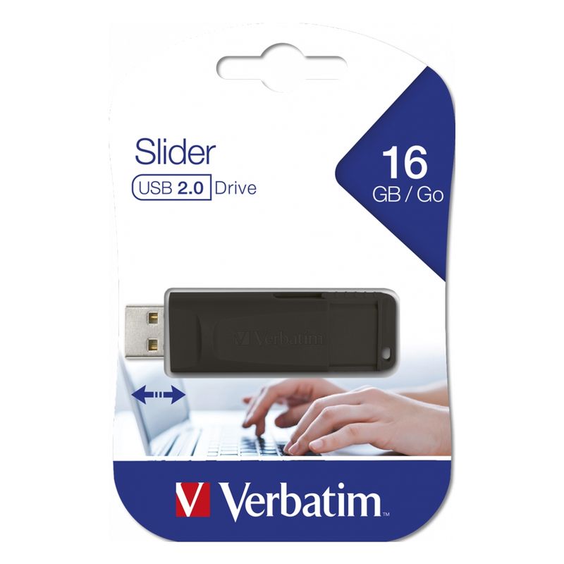 VERBATIM - Pendrive Verbatim 16Gb Slider Usb Negro