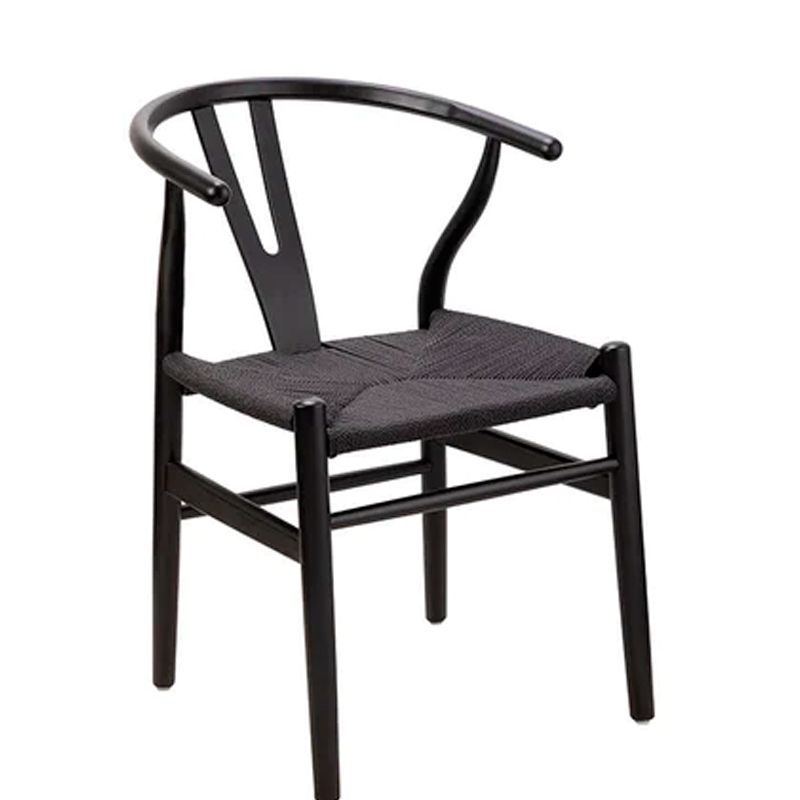 GENERICO - Silla Wishbone Madera Rattan NEGRO