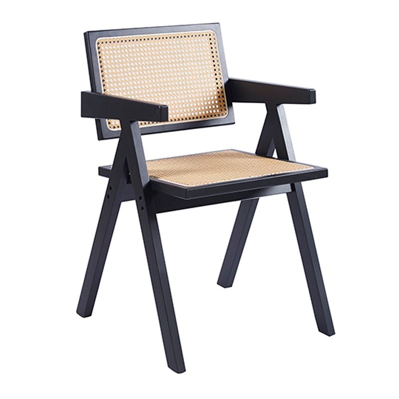 GENERICO - Silla Chandigarh Madera Rattan NEGRO
