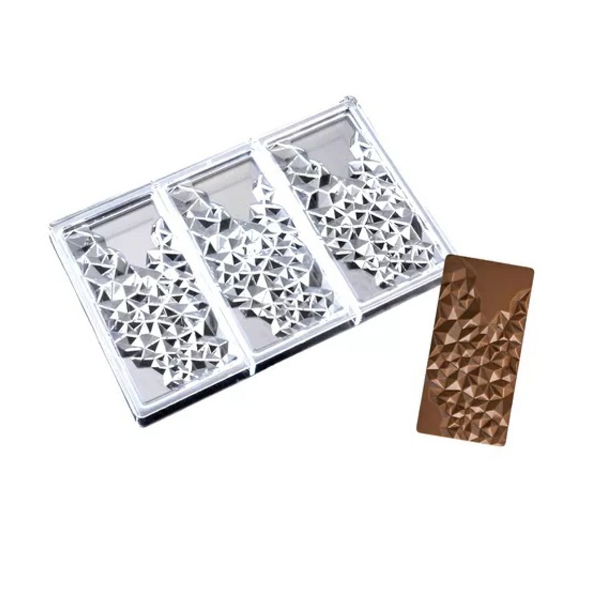 GENERICO - Molde De Chocolate Molde Policarbonato Barra Cristal 3 Cav