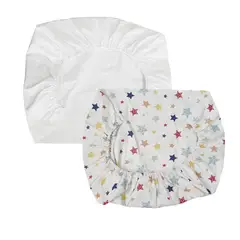 GENERICO - Pack 2 Sábanas Bajeras Para Pack & Play Blanco-Diseño Estrella Colores