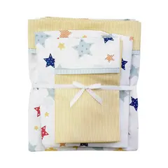 GENERICO - Sábanas Para Colecho 100% Algodón Estrellas Colores 3 Piezas