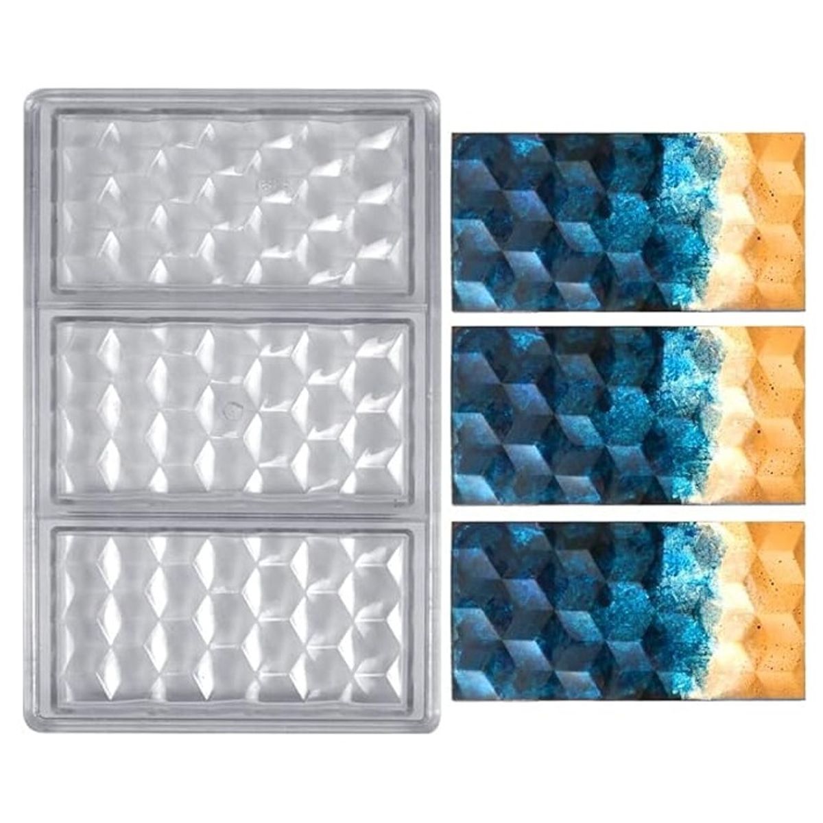 GENERICO - Molde De Chocolate Molde Policarbonato Barra diamante 3D