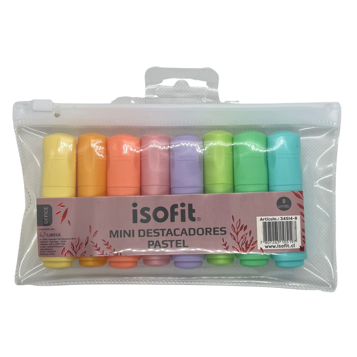 ISOFIT - Destacadores Mini 8 Unidades Colores Pasteles Isofit