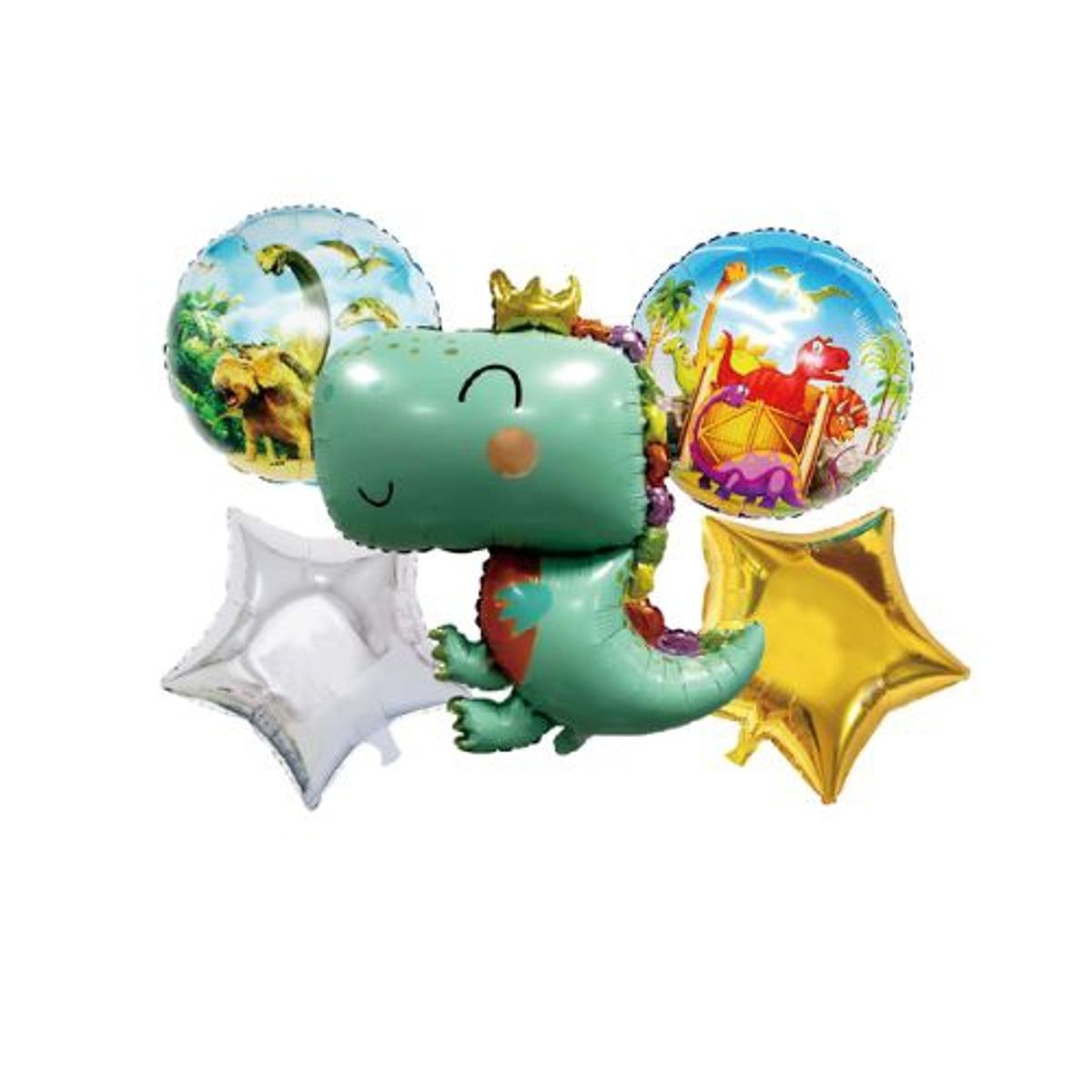 GENERICO - Globo Dinosaurio Diseños Latex Colores 5 Unidades
