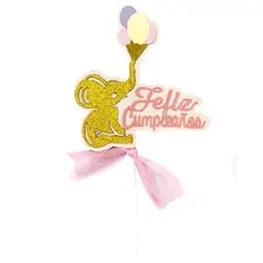 GENERICO - Toppers Para Tortas Feliz Cumpleaños Color Rosa