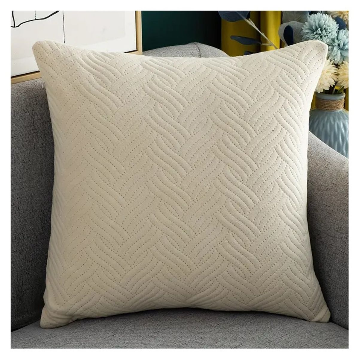 COMPRAPO - Set X 2 Fundas para Cojín Plush Color Crema 45x45 Cm.