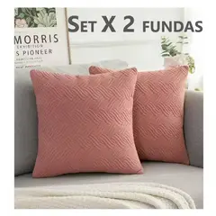 COMPRAPO - Set X 2 Fundas para Cojín Plush Color Rosa 45x45 Cm.