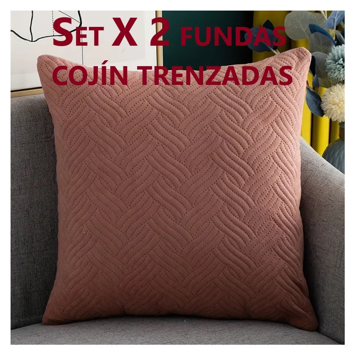 COMPRAPO - Set X 2 Fundas para Cojín Plush Color Rosa 45x45 Cm.