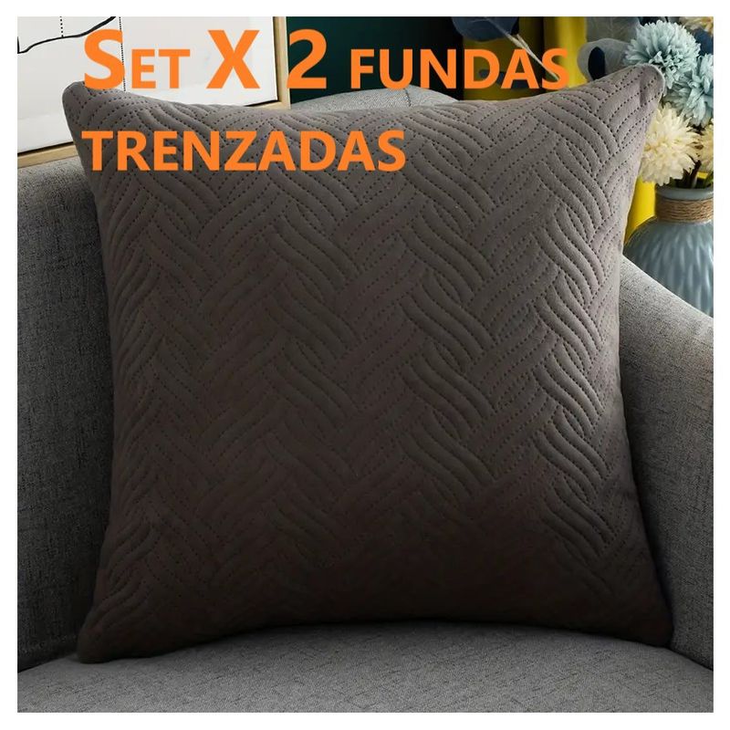 COMPRAPO - Set X 2 Fundas para Cojín Plush Color Gris 45x45 Cm.