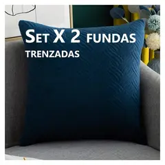 COMPRAPO - Set X 2 Fundas para Cojín Plush Color Azul Ultramar 45x45 Cm.