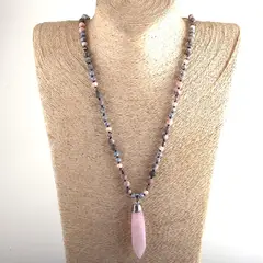 GENERICO - Collar gota cuarzo rosado