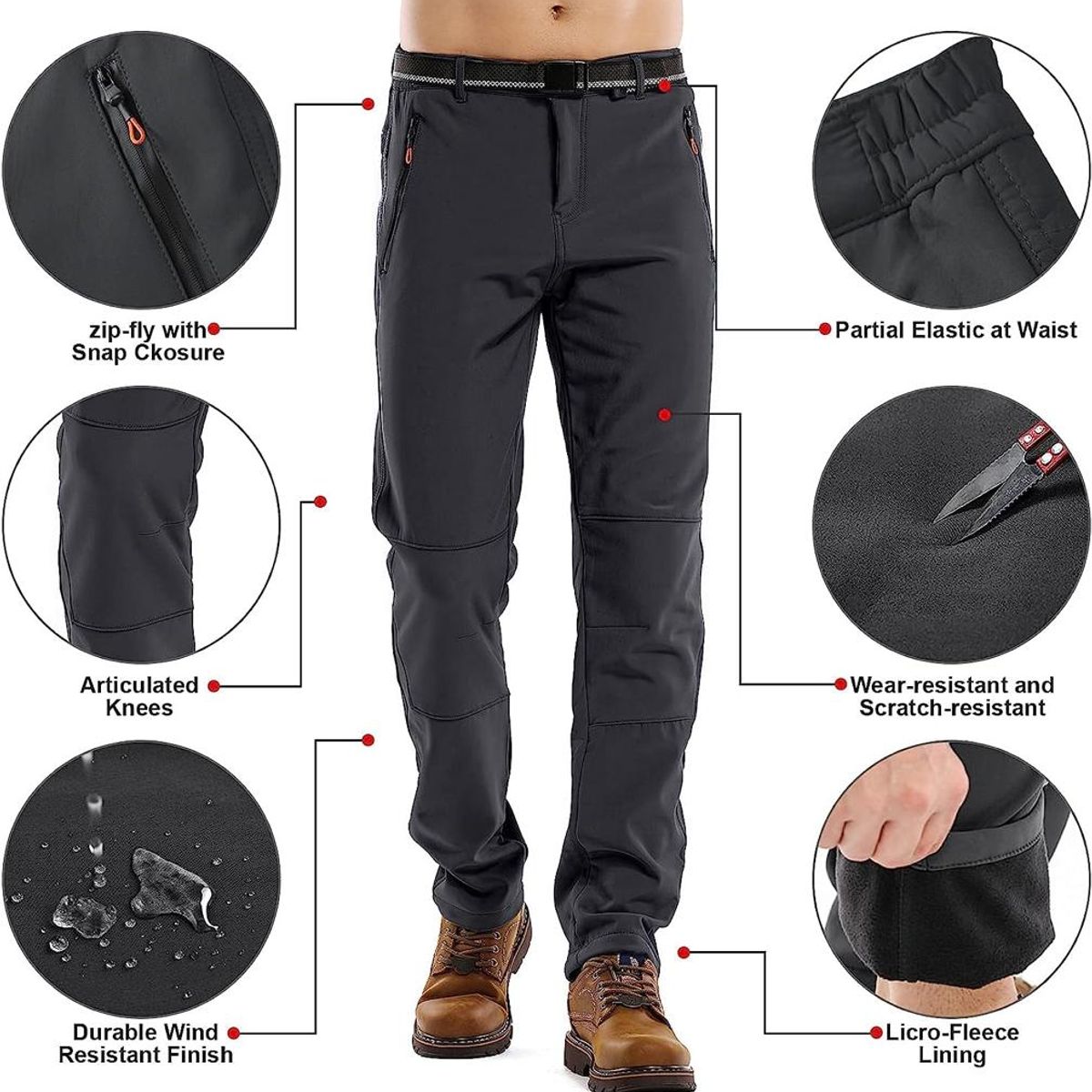 BLUE MOUNTAIN - Pantalon Softshell De Hombre Termico Impermeable Para Nieve