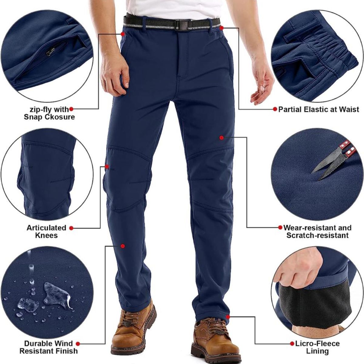BLUE MOUNTAIN - Pantalon Softshell De Hombre Termico Impermeable Para Nieve