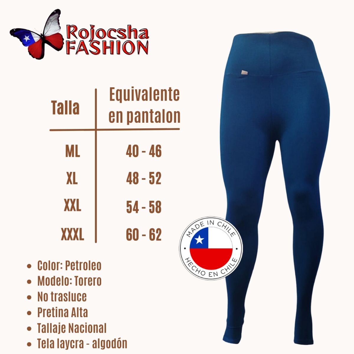 GENERICO - pack 2 Calzas algodón Torero tiro alto