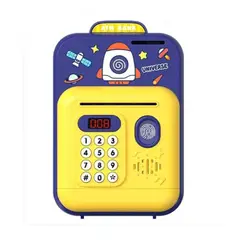 GENERICO - Alcancia Caja Ahorro Inteligente Con Huella Automatico Azul