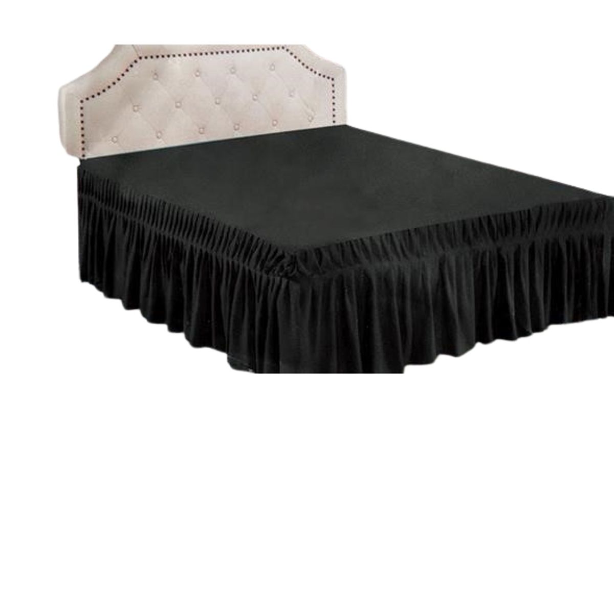 GENERICO - Faldón para cama 1.5 Plazas - Falda de cama Negro